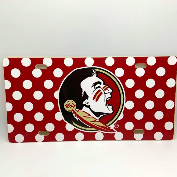 Florida State University FSU Seminoles Polka Dot Logo Decorative License Plate - Picture 1 of 13
